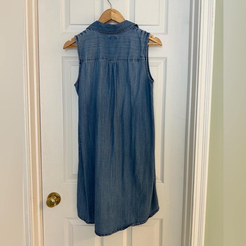 J.Crew Chambray Sleeveless Shirt Dress Light Wash Denim XS - Picture 2 of 5